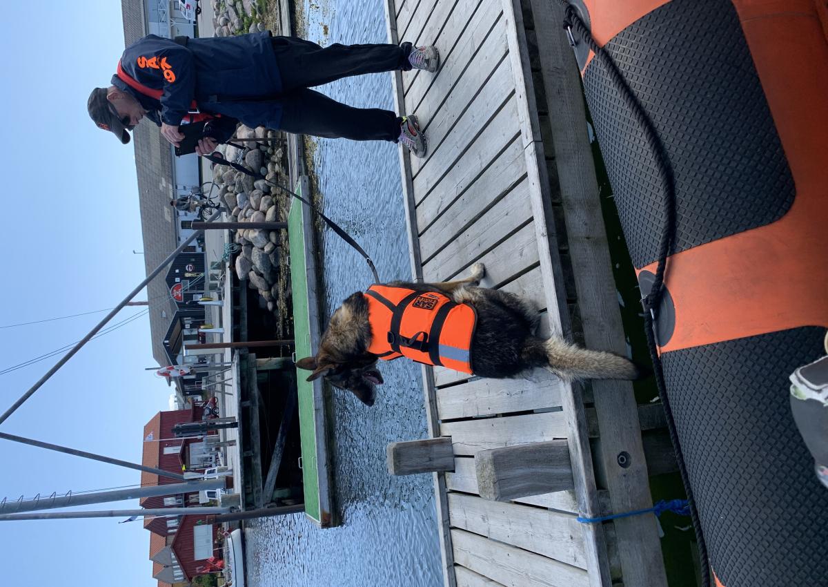 Vandsøgnings hund og herre