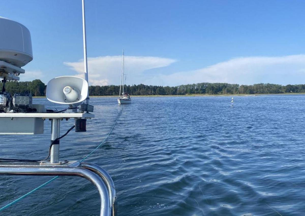 Grundstødning mellem Tærø og Bogø.