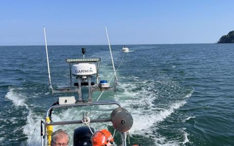 Bugsering af motorbåd fra Møns Klint til Præstø havn